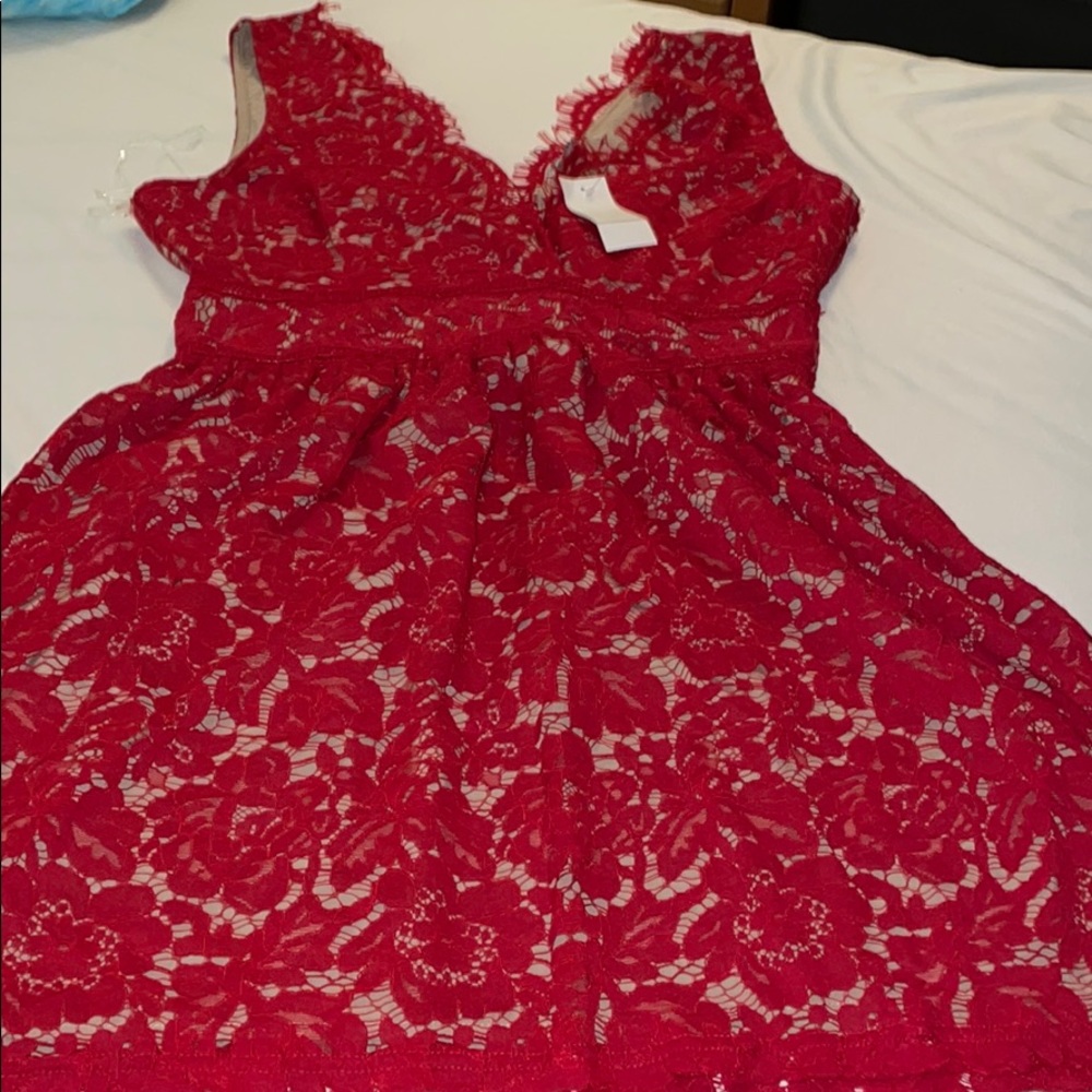 Charlotte Russe Red Lace Midi Dress